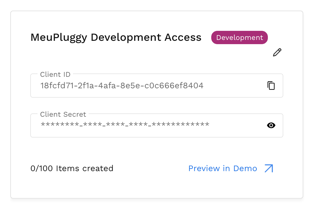 Pluggy application credentials