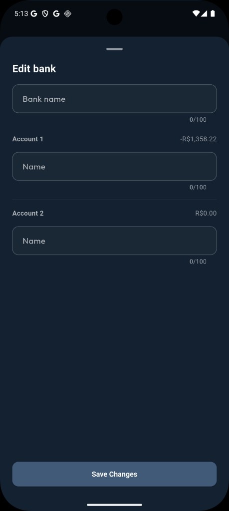 Bank bearbeiten in Liquify mit Bankname und Kontoname